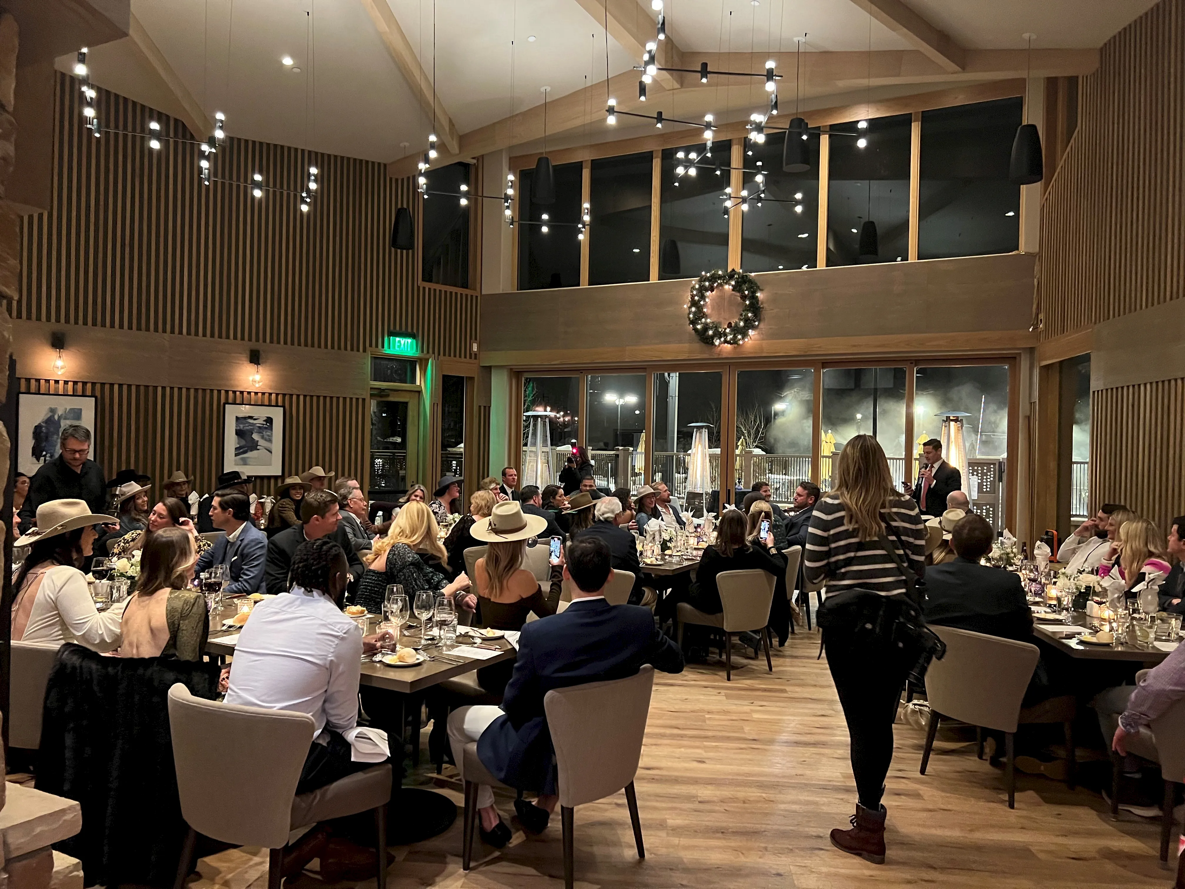 Holiday party venue Vail Village private dining at Ridge + River with mountain views